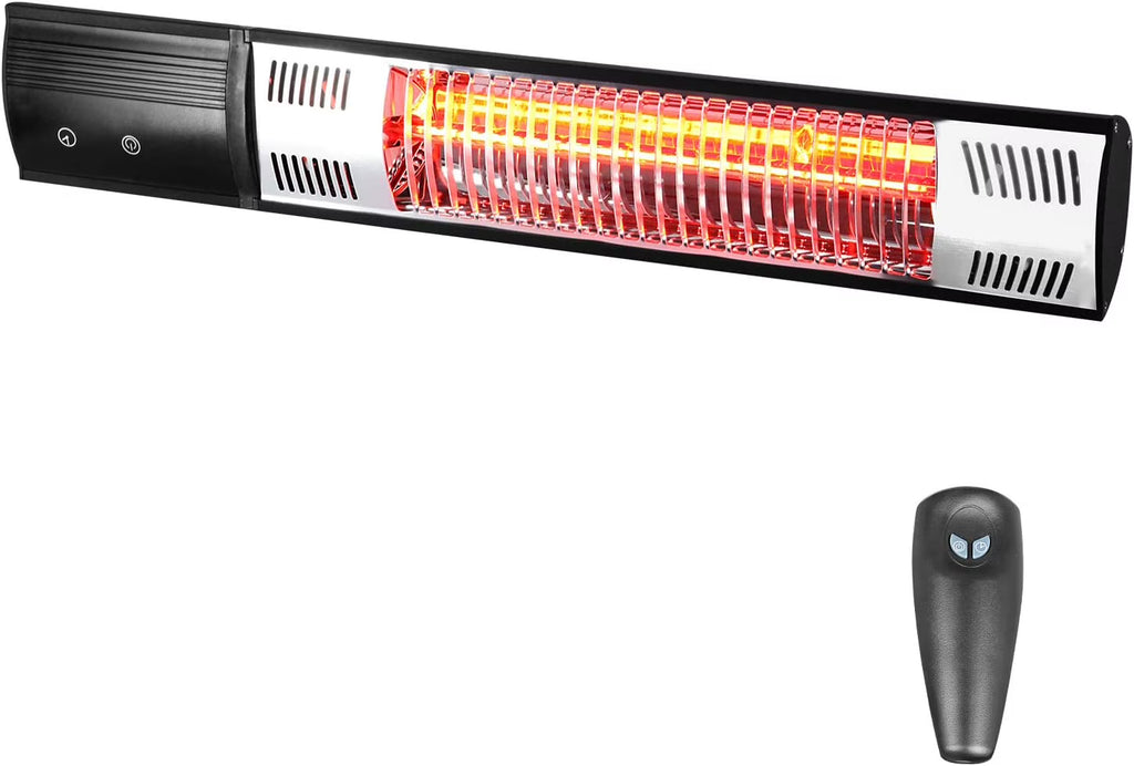 1500W Wall Mounted Infrared Heater, IP65 Waterproof, 240V Black H37187