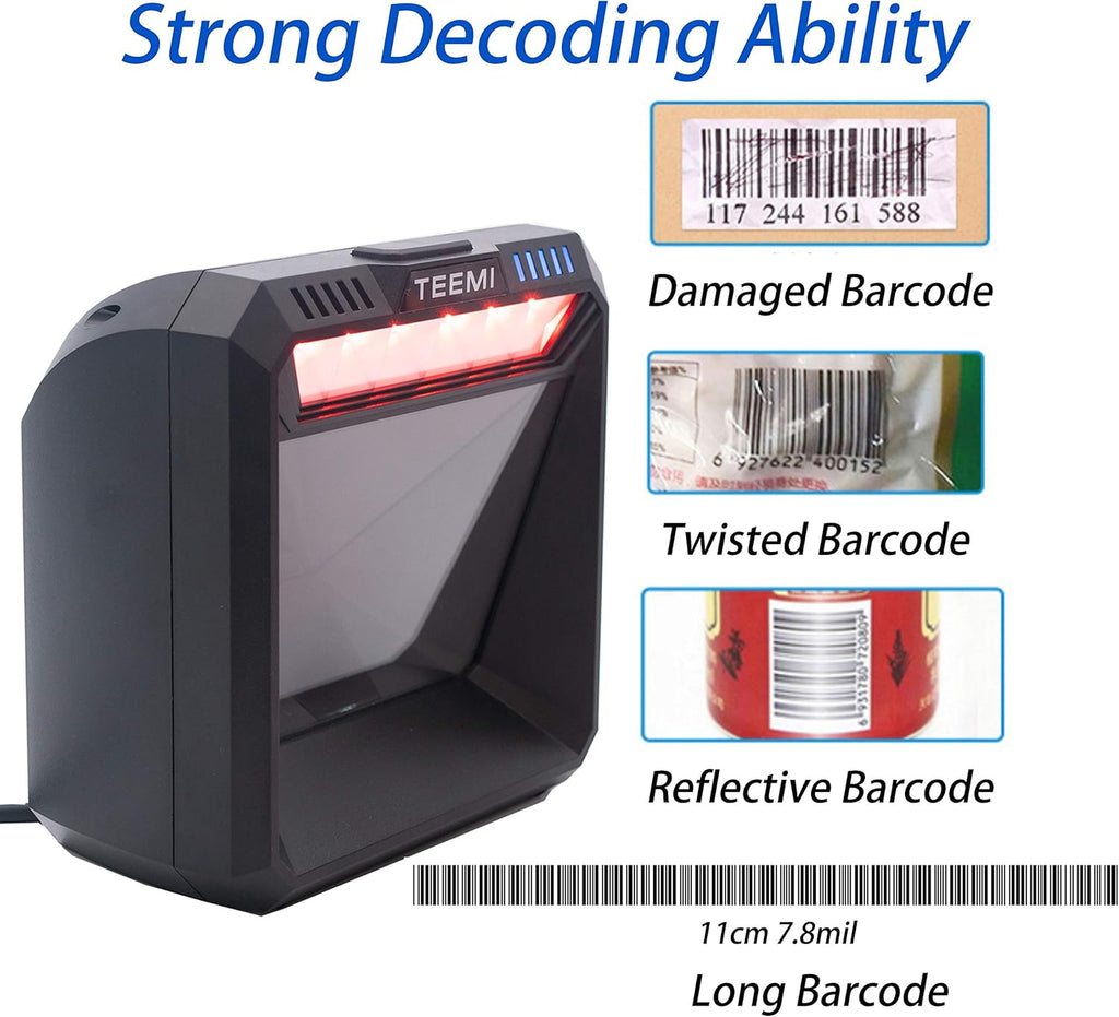 USB Wired Barcode Scanner with Large Scanning Window B900625
