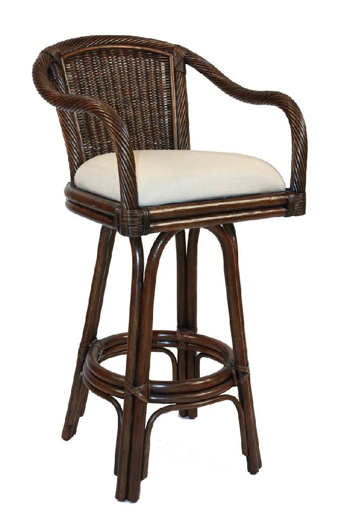 Antique Finish Swivel Rattan Counterstool E8603