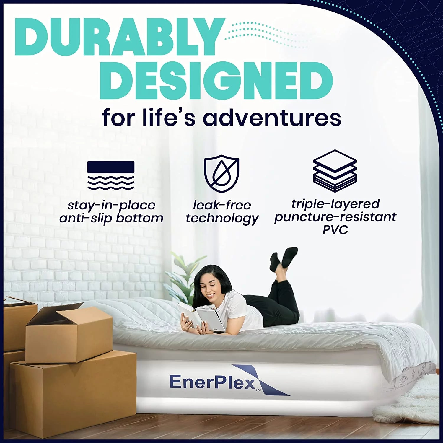 Queen 18 Inch Air Mattress with Built-in Pump J561