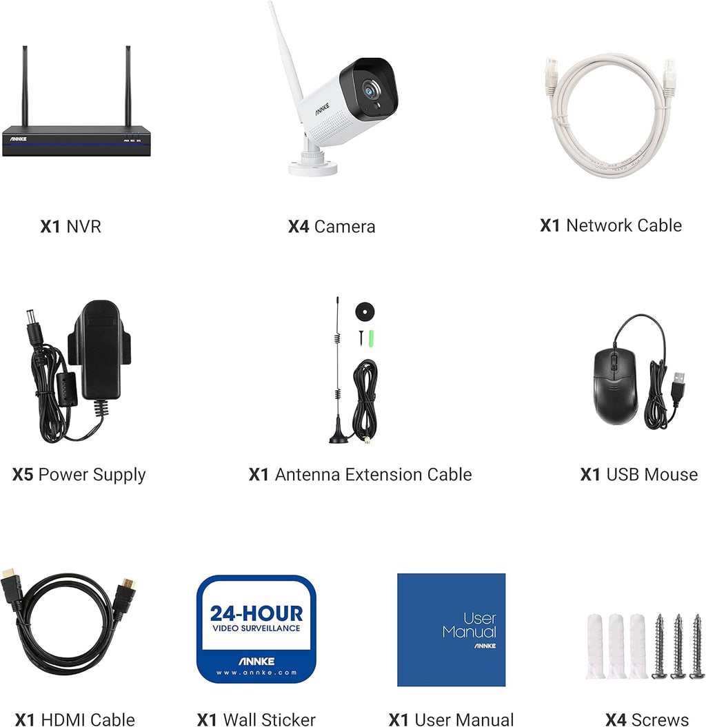 3MP Wireless Security Camera System with 4Pcs IP Cameras E46984