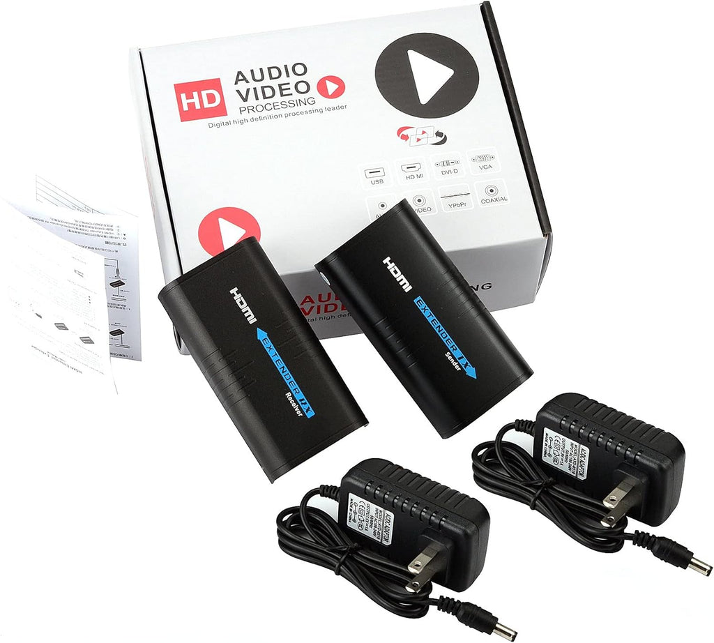 HDMI Extender Over Cat5e/6, RJ45 TX Sender and RX Receiver, Pack of 2 V900281