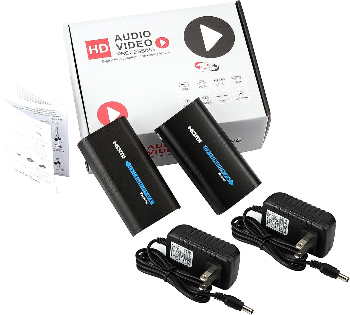 HDMI Extender Over Cat5e/6, RJ45 TX Sender and RX Receiver, Pack of 2 V900281