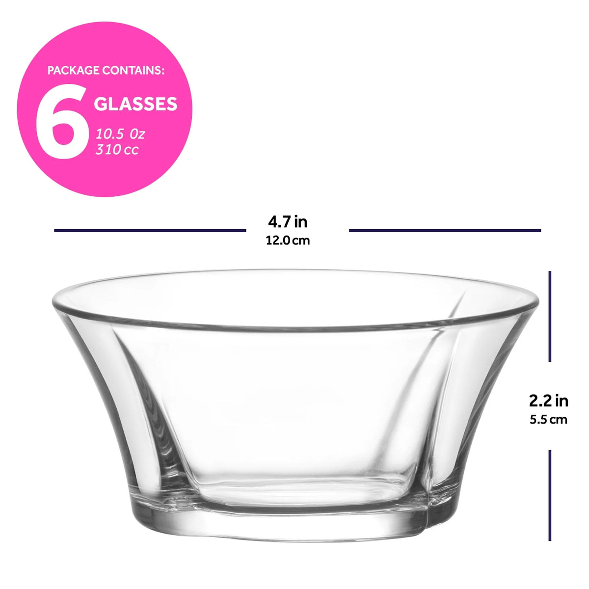 Glass Snack Bowls Set of 6, Clear, 10 oz R720