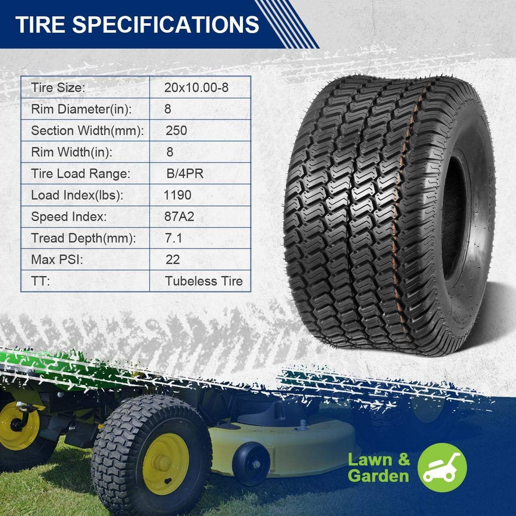 2 Pcs 20x10-8 Turf Tires U78044