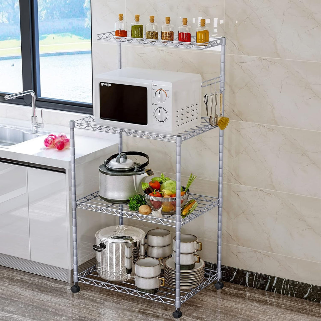 4-Tier Kitchen Baker’s Rack with Wire Mesh Shelves (Black) Q15587