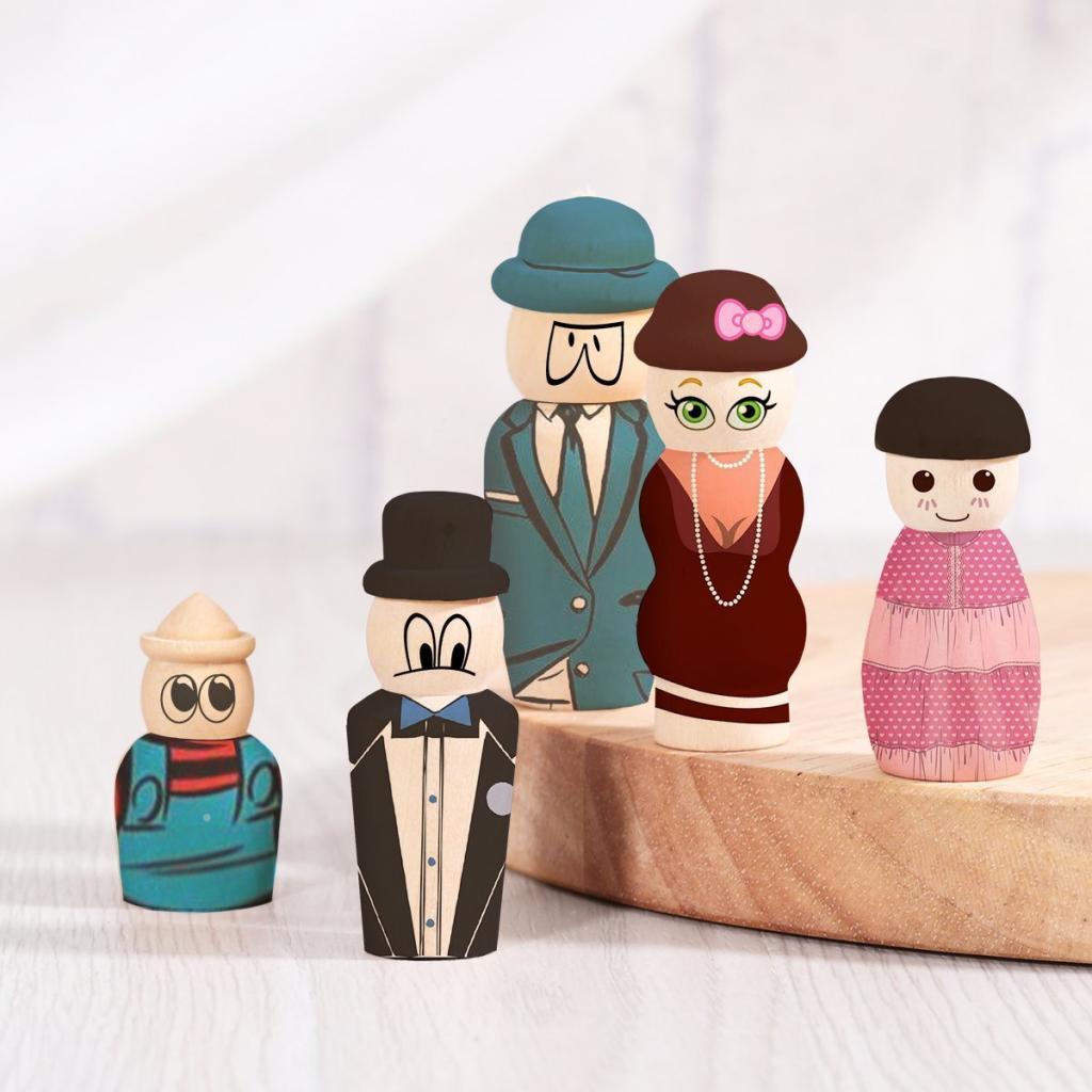 10Pcs Unfinished Wooden Peg Dolls for Painting Z11010