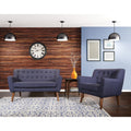 Navy Tufted Back Fabric Loveseat C768