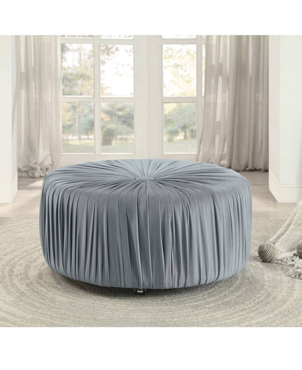 Navy Round Ottoman Z15206