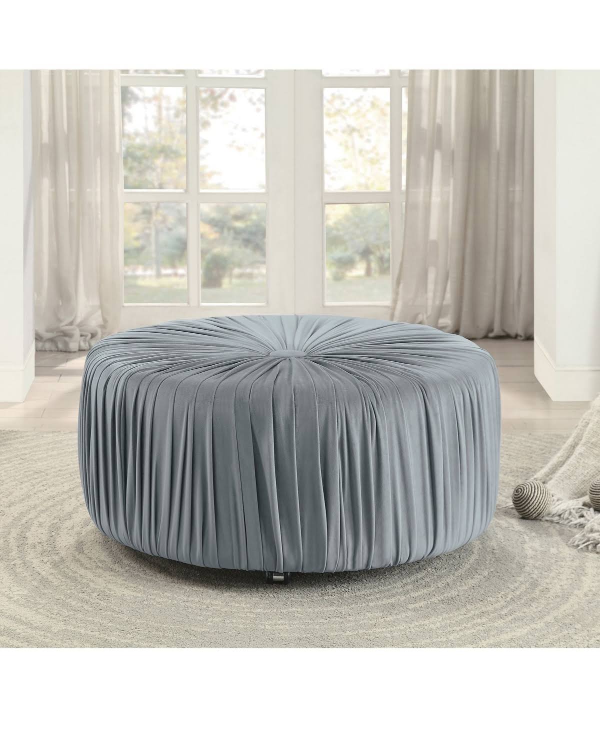Navy Round Ottoman Z15206