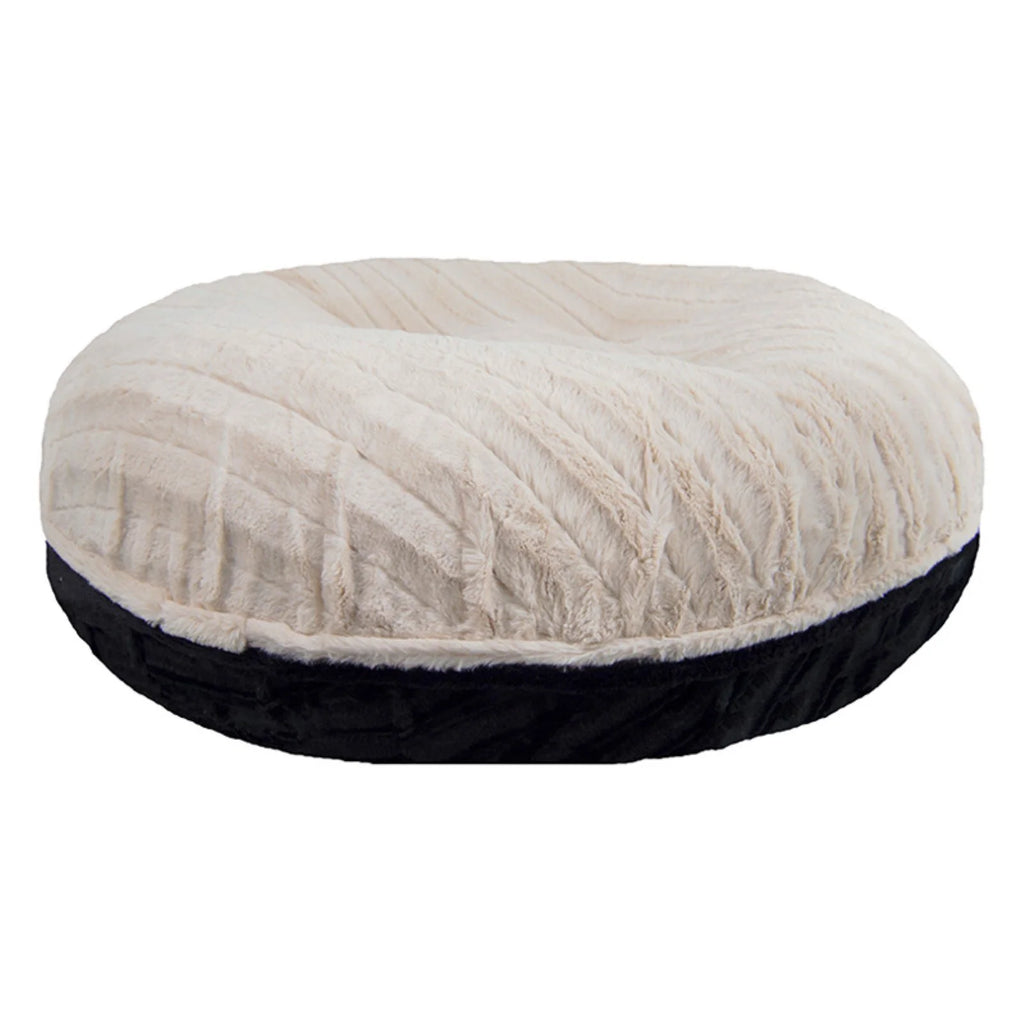 Black Extra Plush Faux Fur Bagel Pet Bed A855932