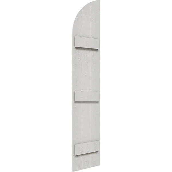 Rustic Faux Wood Shutters with Quarter Round Arch Top M7901
