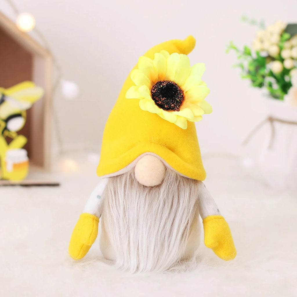 2Pc Faceless Dwarf Ornaments Rabbit Plush Doll Bee Festival Cartoon Sitting Posture Facing Sunflower N25576