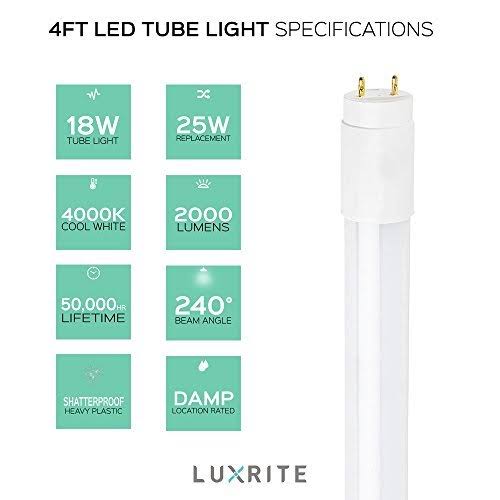 Pack of 4 LED 48 inch Tube Light, 4000K Cool White, T8 P94231