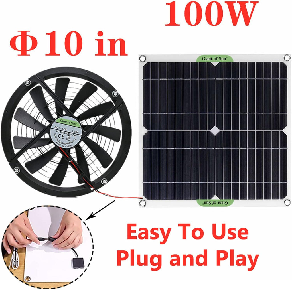Solar Exhaust Fan IP65 Waterproof 100W 12V I5004