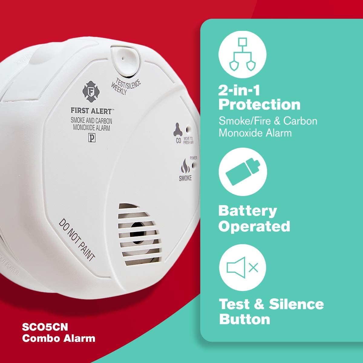 Battery Operated Smoke and Carbon Monoxide Detector 1-Pack with Home Fire Extinguisher K41754