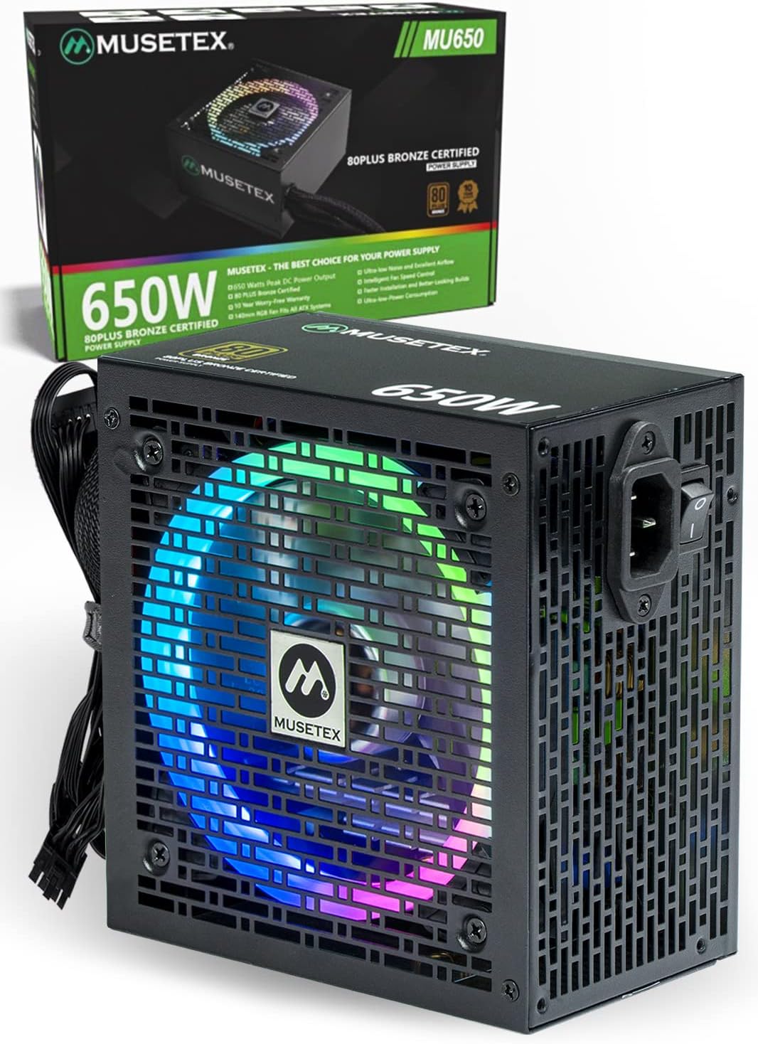 ATX PC Case with 6pcs 120mm ARGB Fans, CPU Fan, 650W Power Supply X650