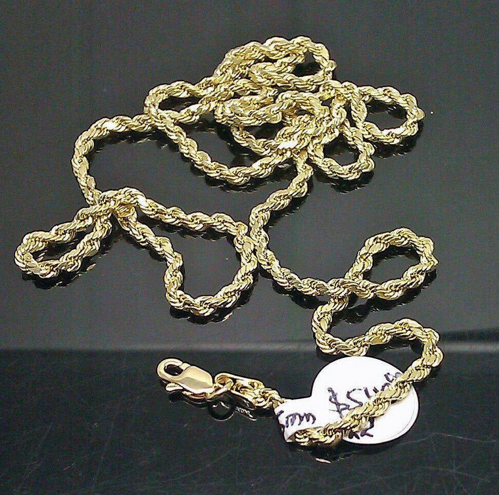 10K Yellow Gold Rope Chain Necklace 20" Inch 2.5mm V691