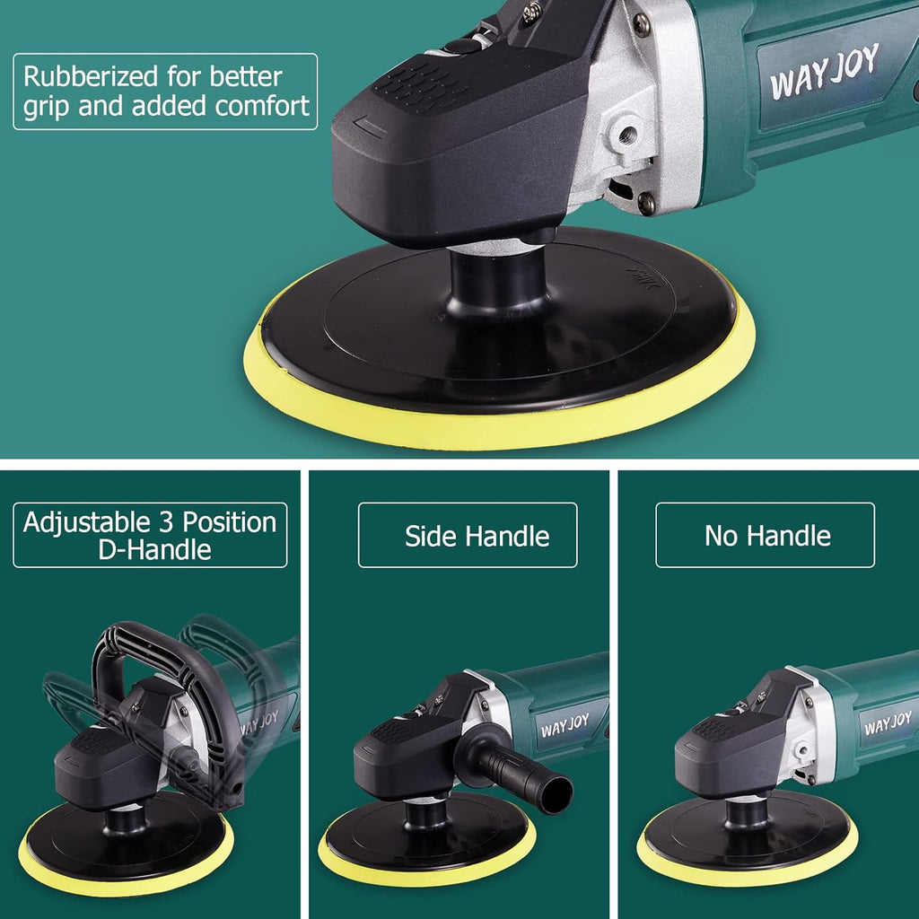 Rotary Car Polisher with 6” and 7“ Backing Plate, 4 Foam Pads E275049