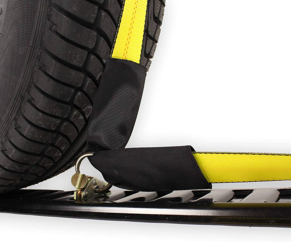 2 Wheel Ratchet Strap with E-Track Fittings and Rubber Blocks I71406