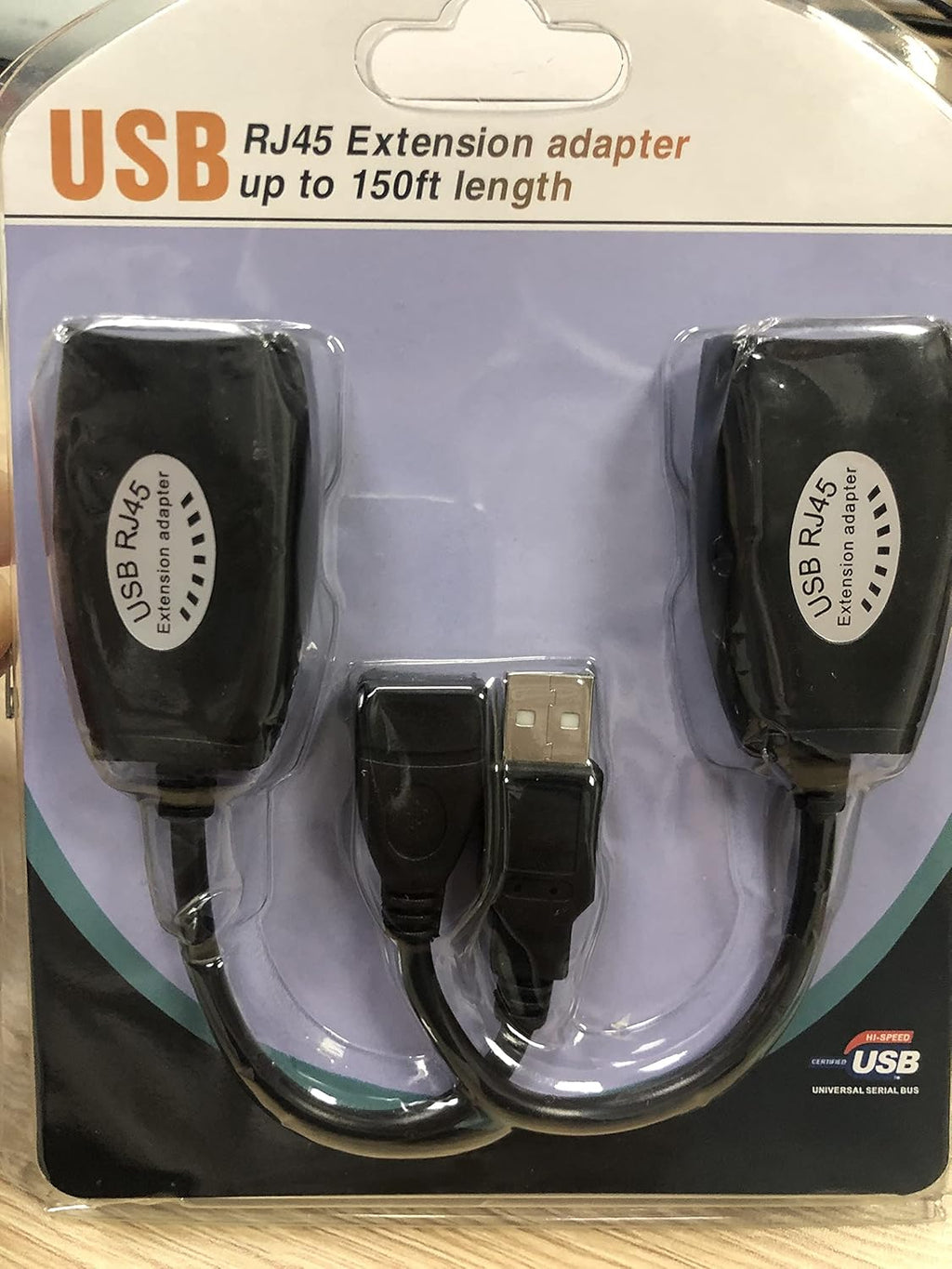 USB to RJ45 Extension Adapter over Cat5/Cat5e/Cat6 Cable up to 150ft Black Pack of 2 F918611