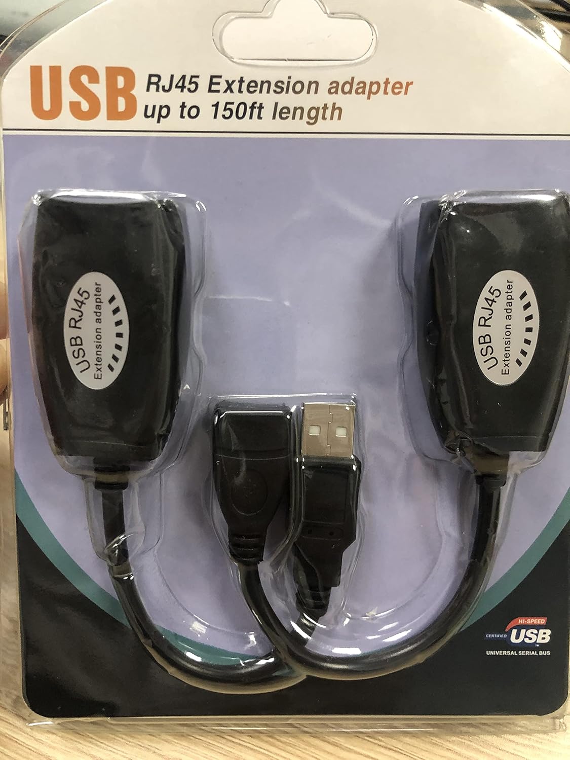USB to RJ45 Extension Adapter over Cat5/Cat5e/Cat6 Cable up to 150ft Black Pack of 2 F918611