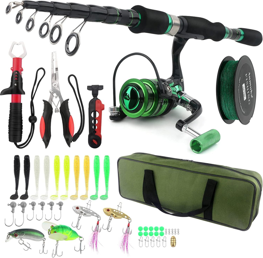 Carbon Fiber Telescopic Fishing Rod and Reel Combos with Spinning Reel Tackle Bag E34974