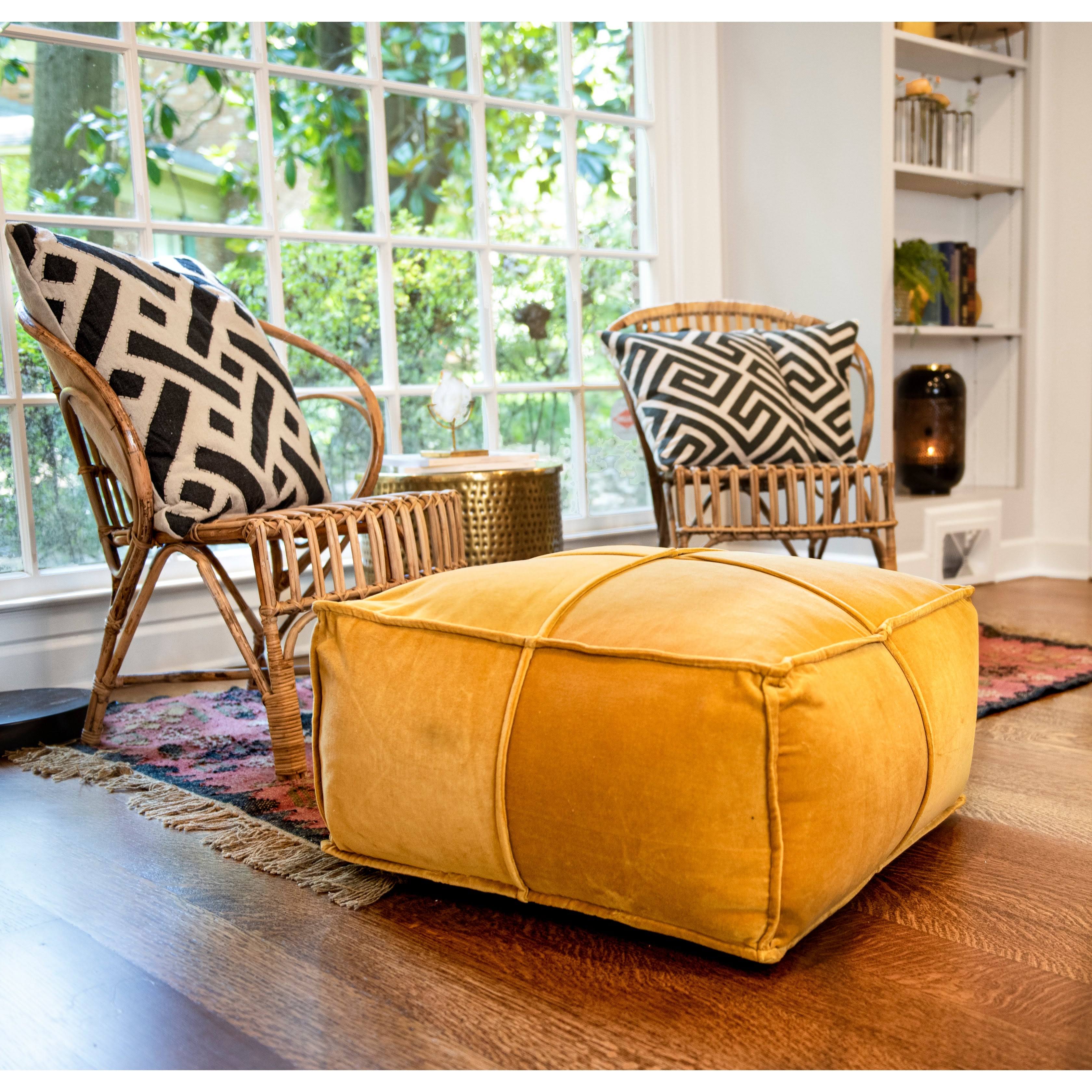 Goldenrod Cotton Velvet Pouf G73715