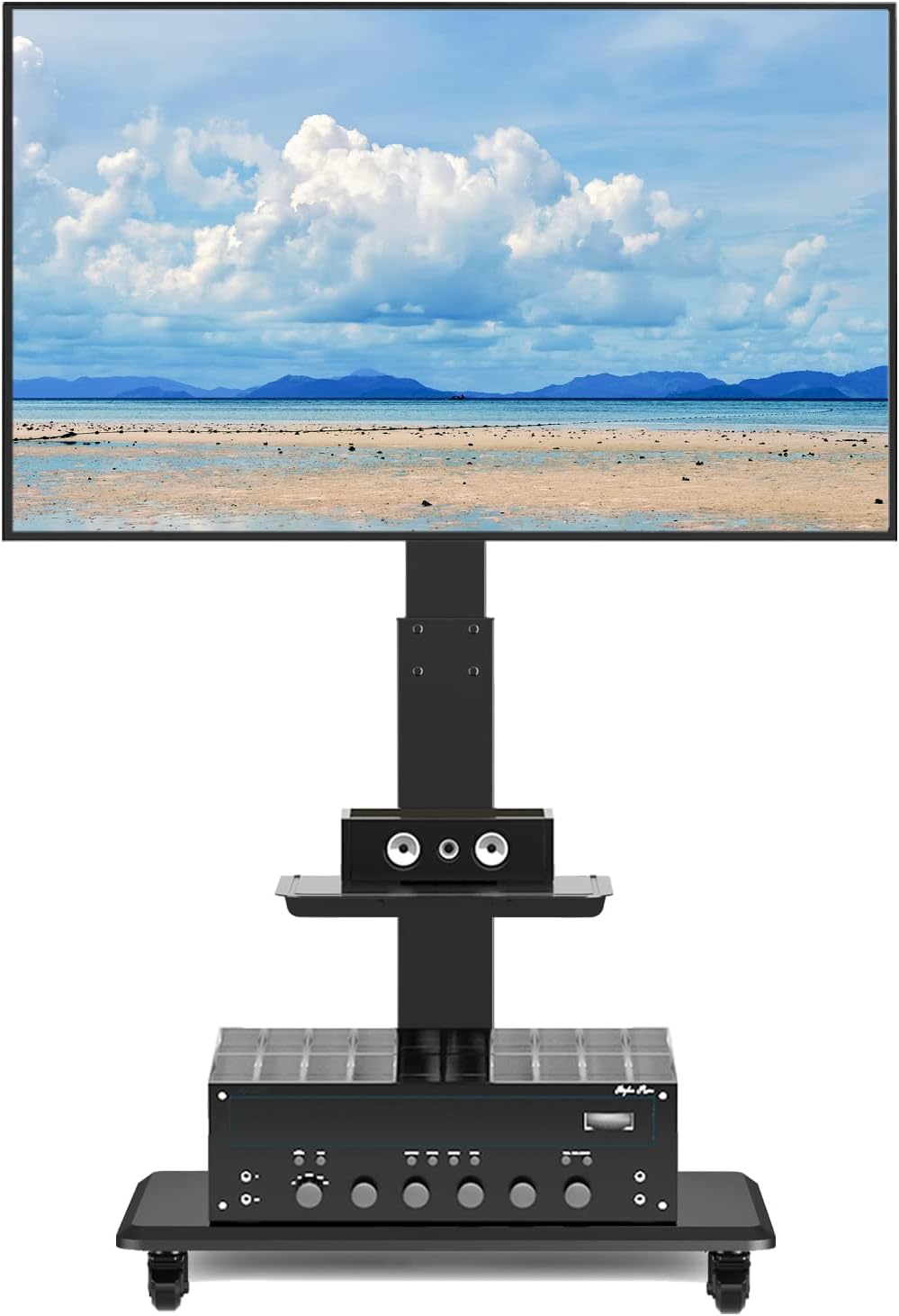 Rolling TV Stand with Wheels and Swivel Mount for 37 inch-70 inch LCD LED Flat Panel Screen TV, Portable Mobile TV Cart with Shelf, Height Adjustable, Max VESA 600x400mm G74951