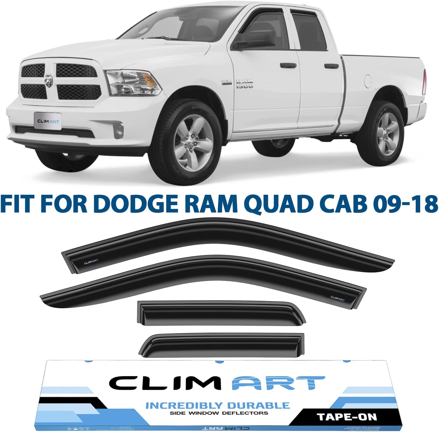 4 pcs Dark Smoke Tape-on Window Deflectors W11682