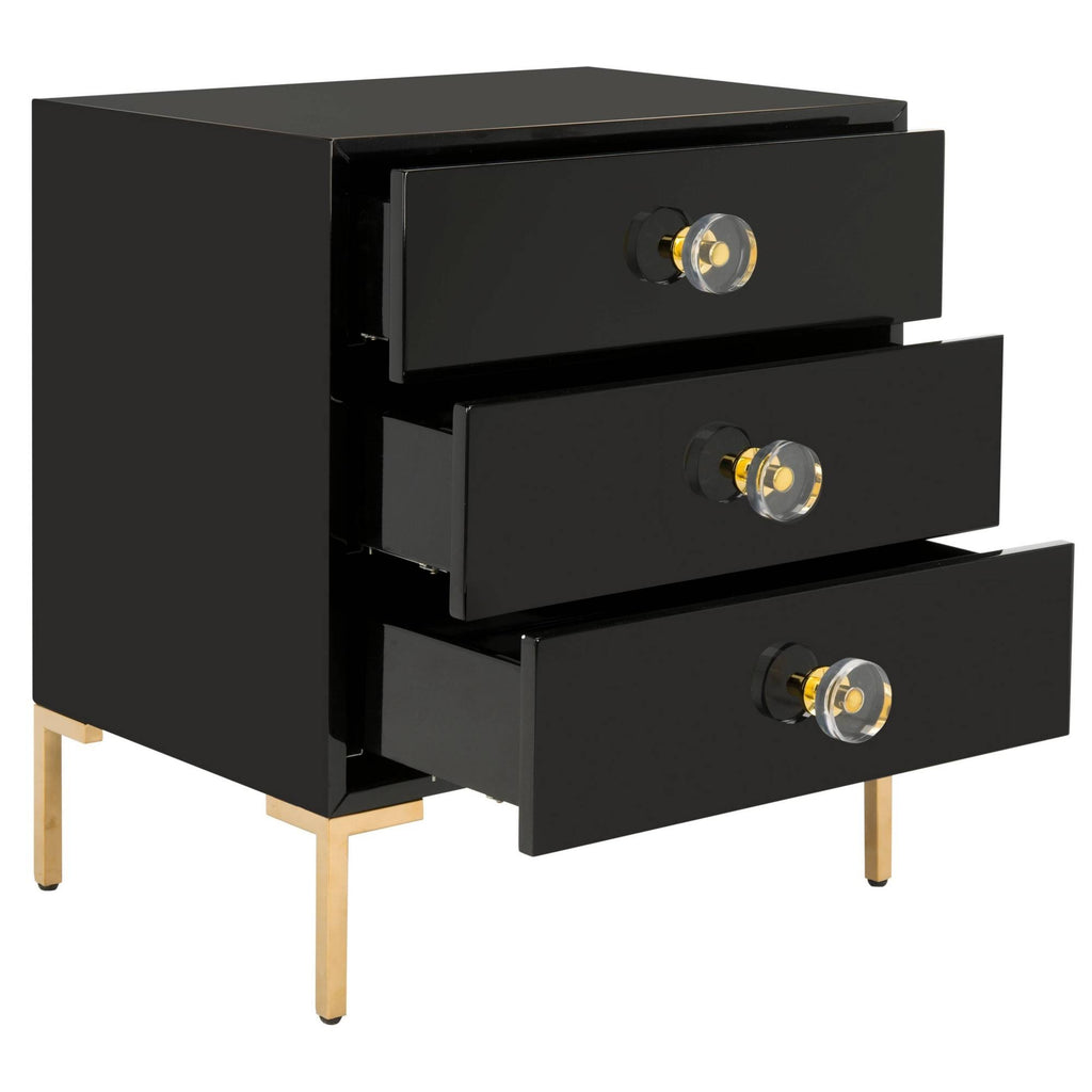 Black/Brass 3-Drawer Side Table U903645