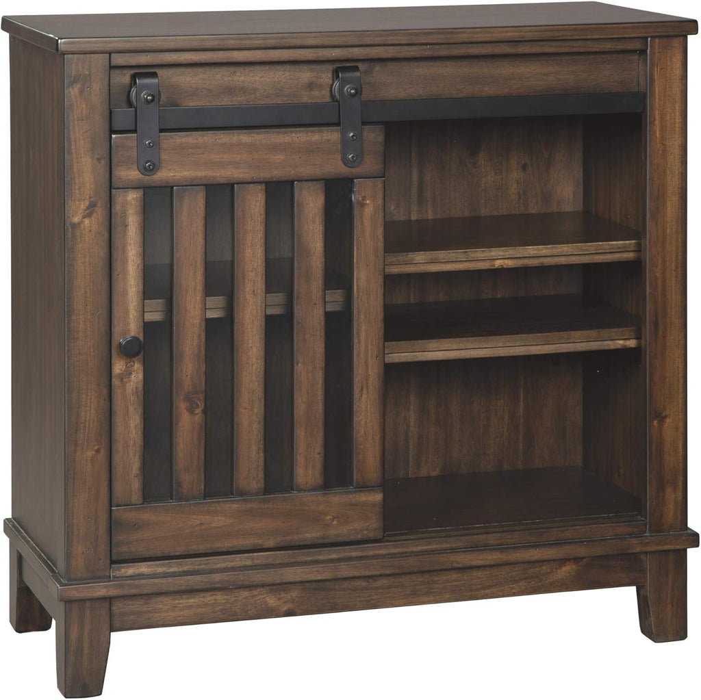 Brown Accent Cabinet with Open-Slat Door E919