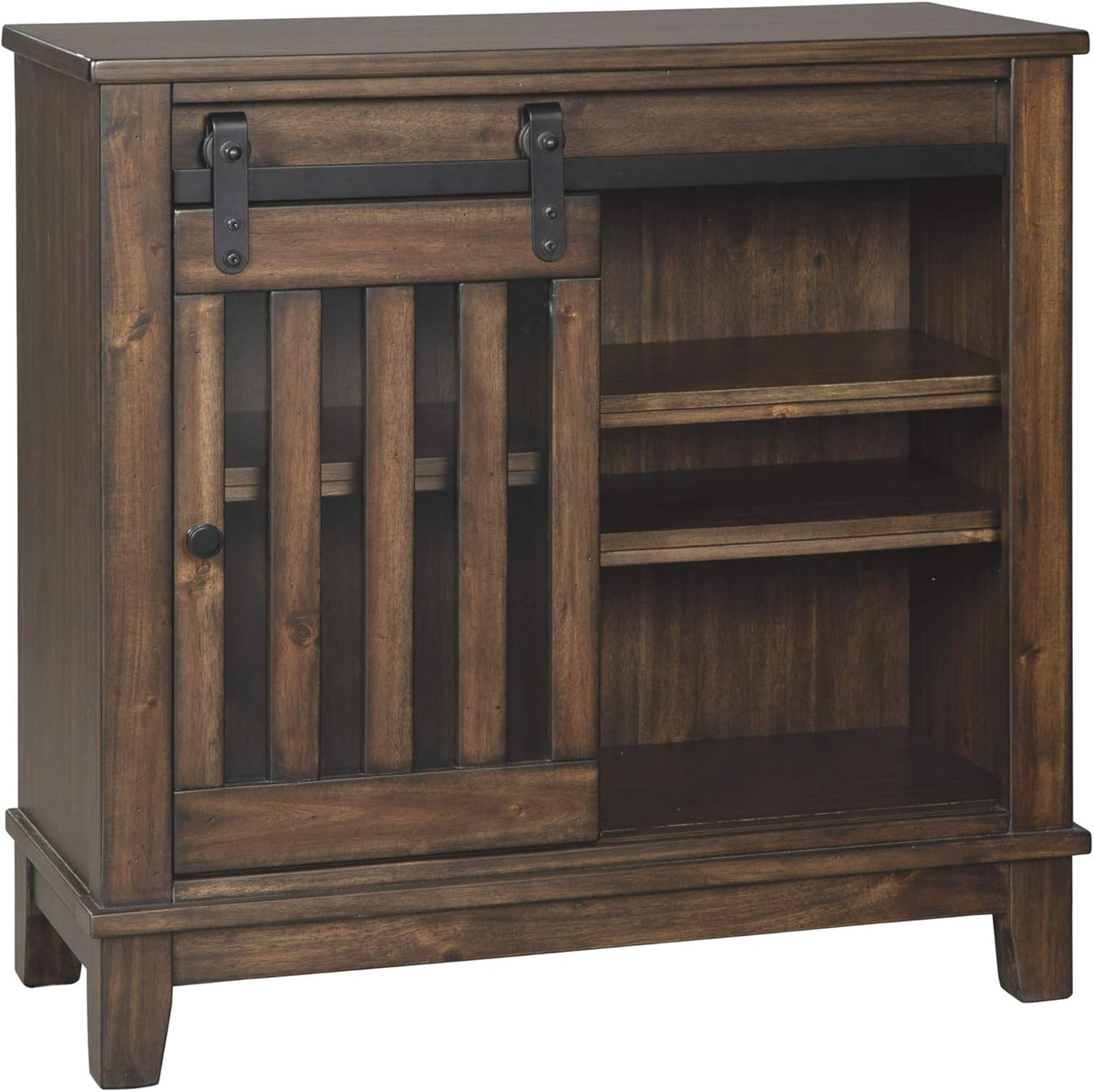 Brown Accent Cabinet with Open-Slat Door E919