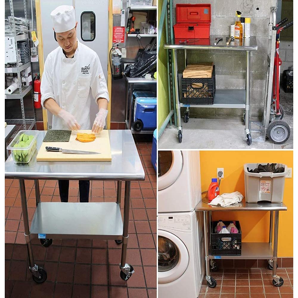 30 x 48 Stainless Steel Work Table with Casters C8267