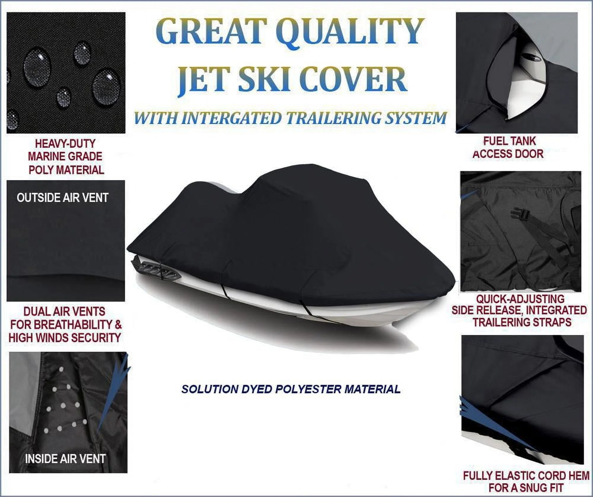 Black 600 Denier JetSki PWC Cover F142