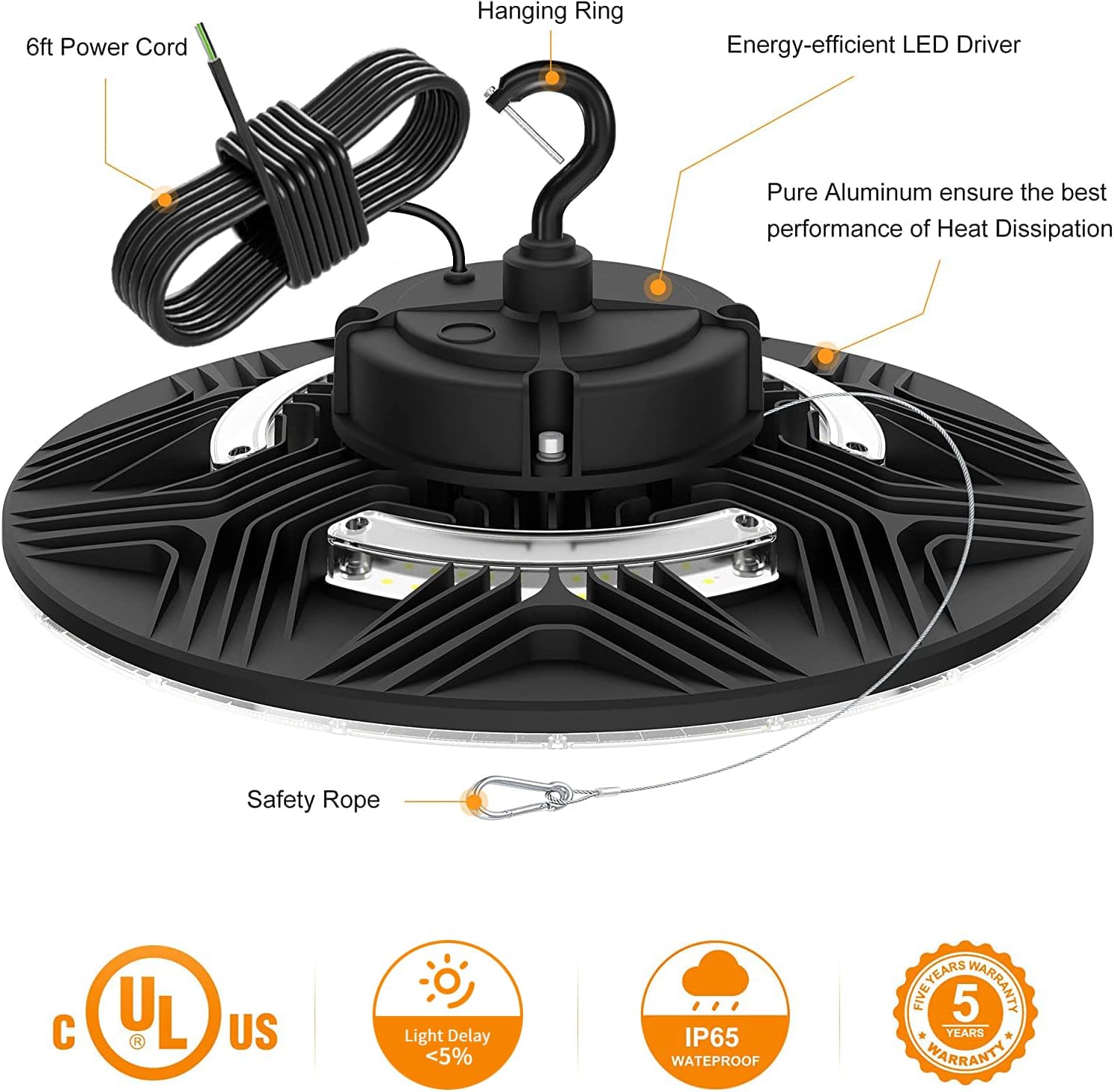 240W LED High Bay Light UFO 36000LM 5000K Dimmable IP65 K8899