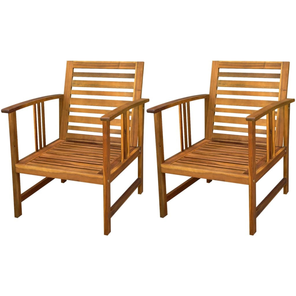 4 Piece Acacia Wood Outdoor Sectional Sofa Set with White Cushions I3068