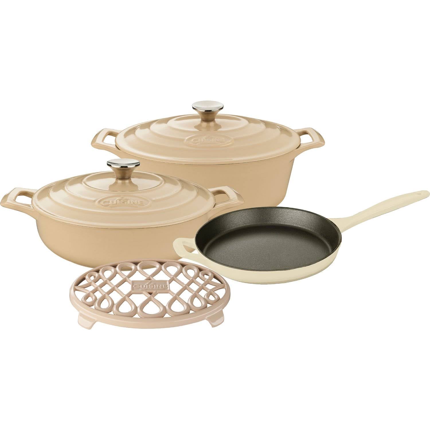 6 Piece Enameled Cast Iron Oval Cookware Set T9476