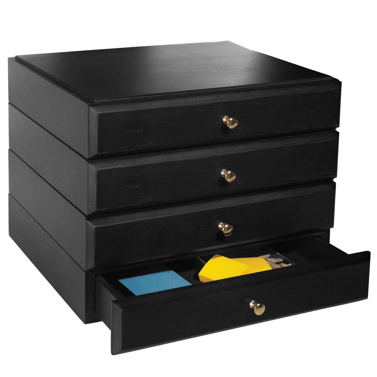 Black Wood Desk Organizer with 4 Drawer L4086