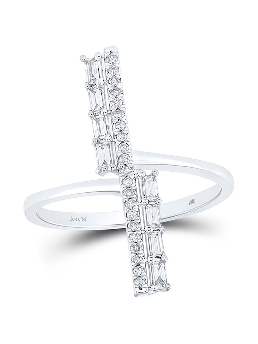 14kt White Gold Baguette Diamond Fashion Ring 1/4 Cttw B126