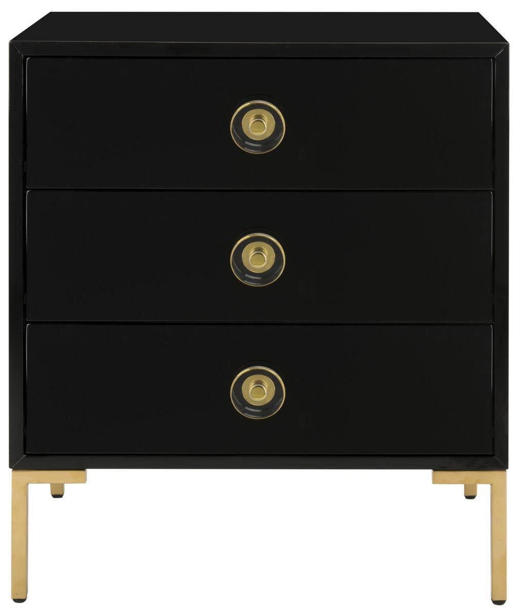 Black/Brass 3-Drawer Side Table U903645