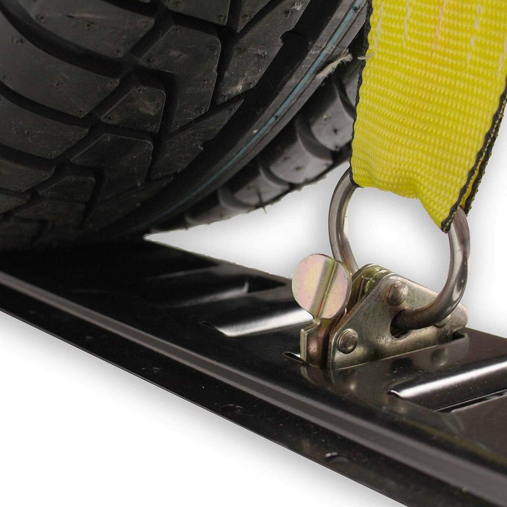 2 Wheel Ratchet Strap with E-Track Fittings and Rubber Blocks I71406