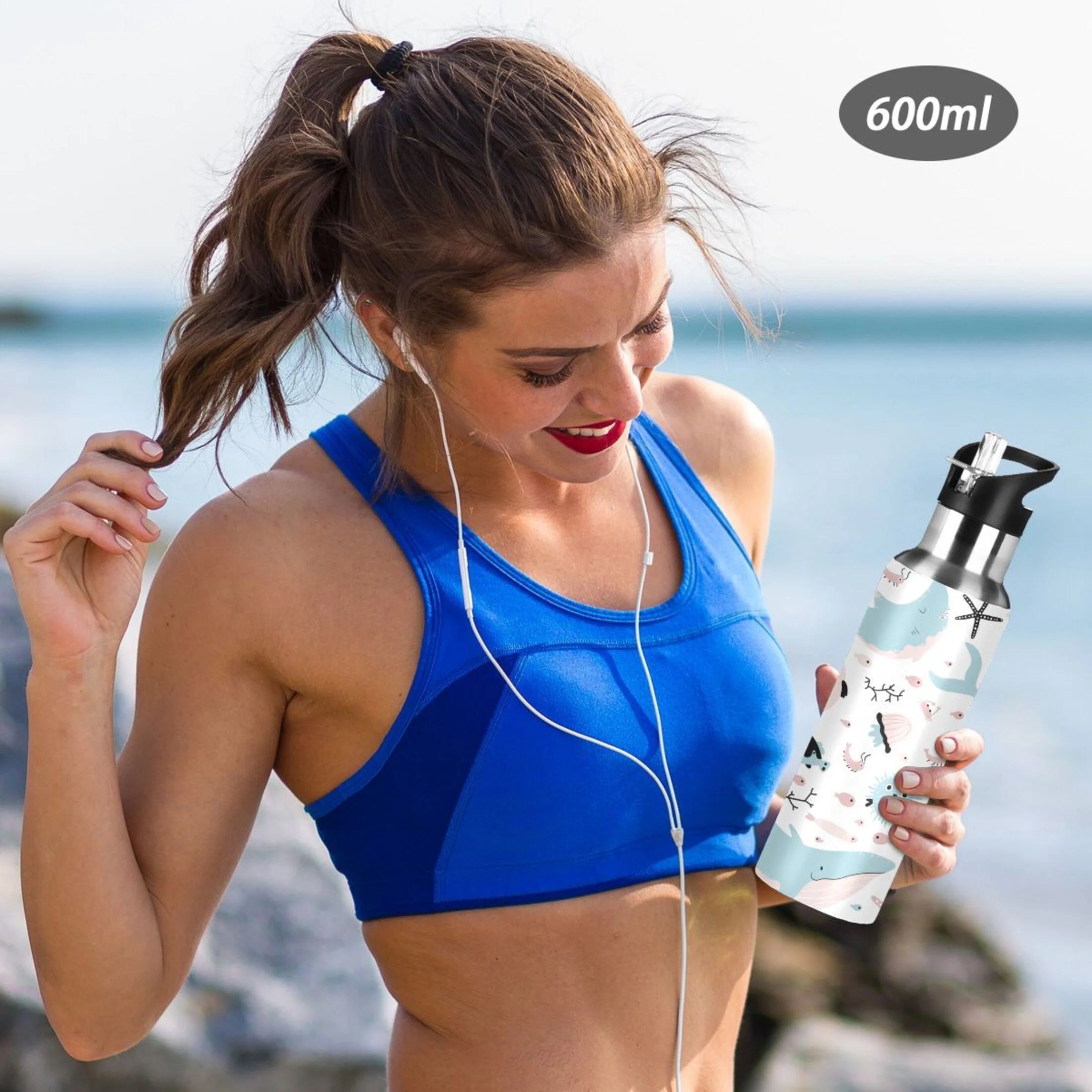 Stainless Steel Insulated Vacuum Flask Water Bottle with Straw Lid G68000