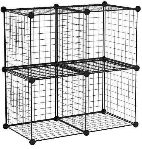 Black 4 Cube Wire Storage Shelves D132081