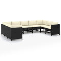 9 Piece Outdoor Sectional Sofa Set with Cream White Cushions I427193
