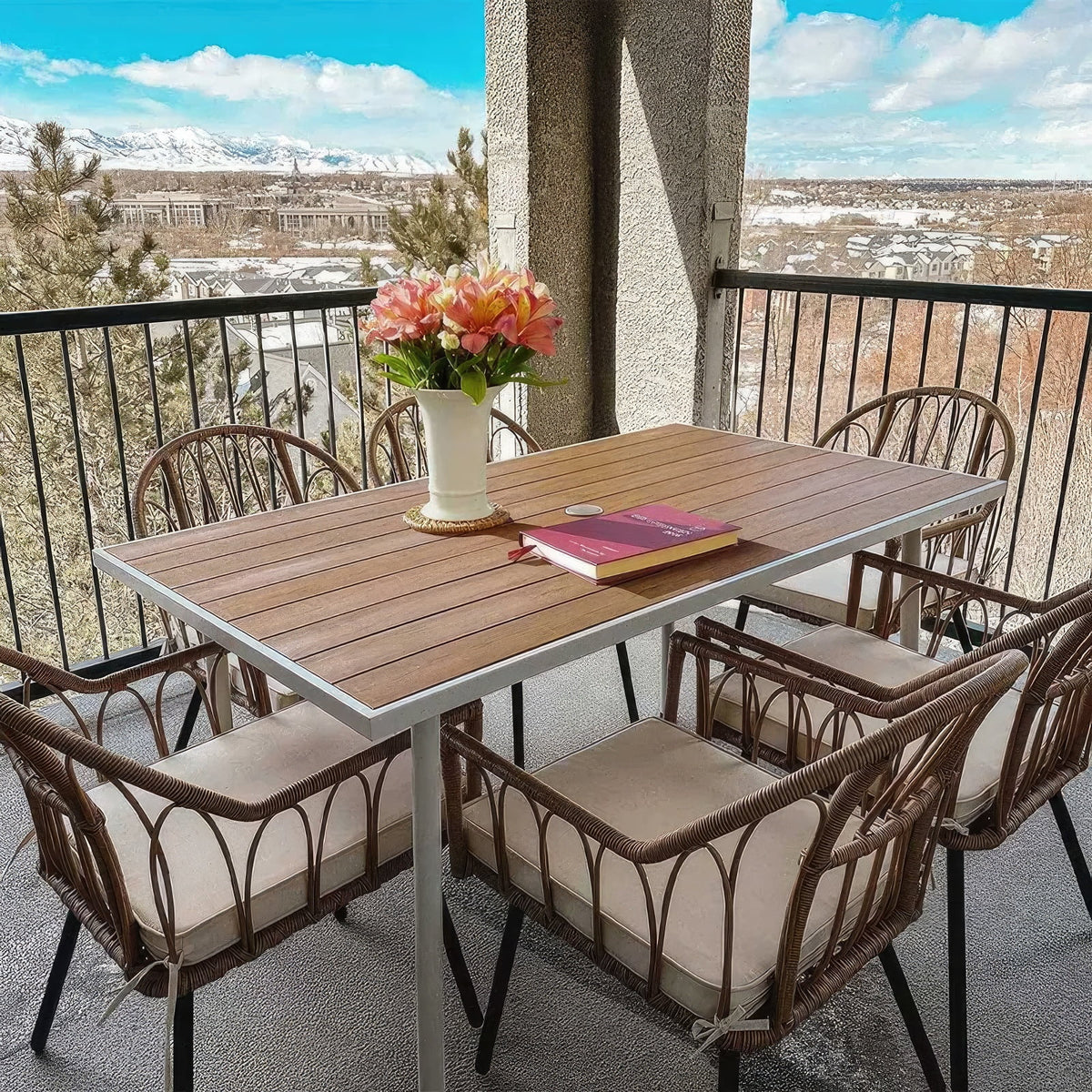 7 Pieces Rattan Wicker Patio Dining Table Set R8490