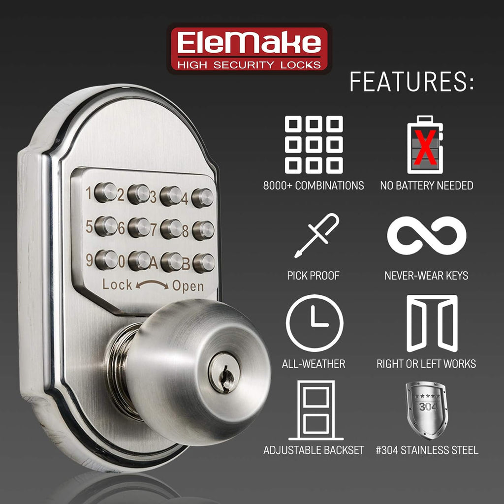 Keyless Deadbolt Lock Stainless Steel 304 Pack of 2 D87522