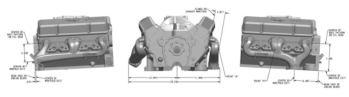 Cast Iron Exhaust Manifolds 2-1/2" Outlet Silver Ceramic Coated W1773