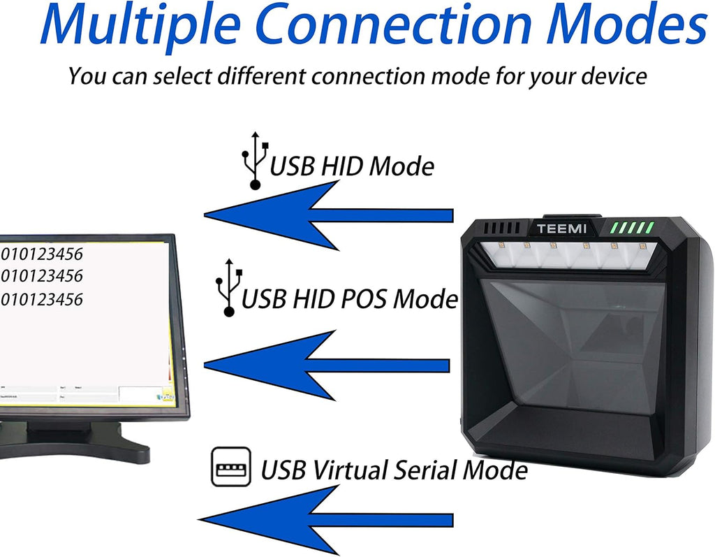 USB Wired Barcode Scanner with Large Scanning Window B900625
