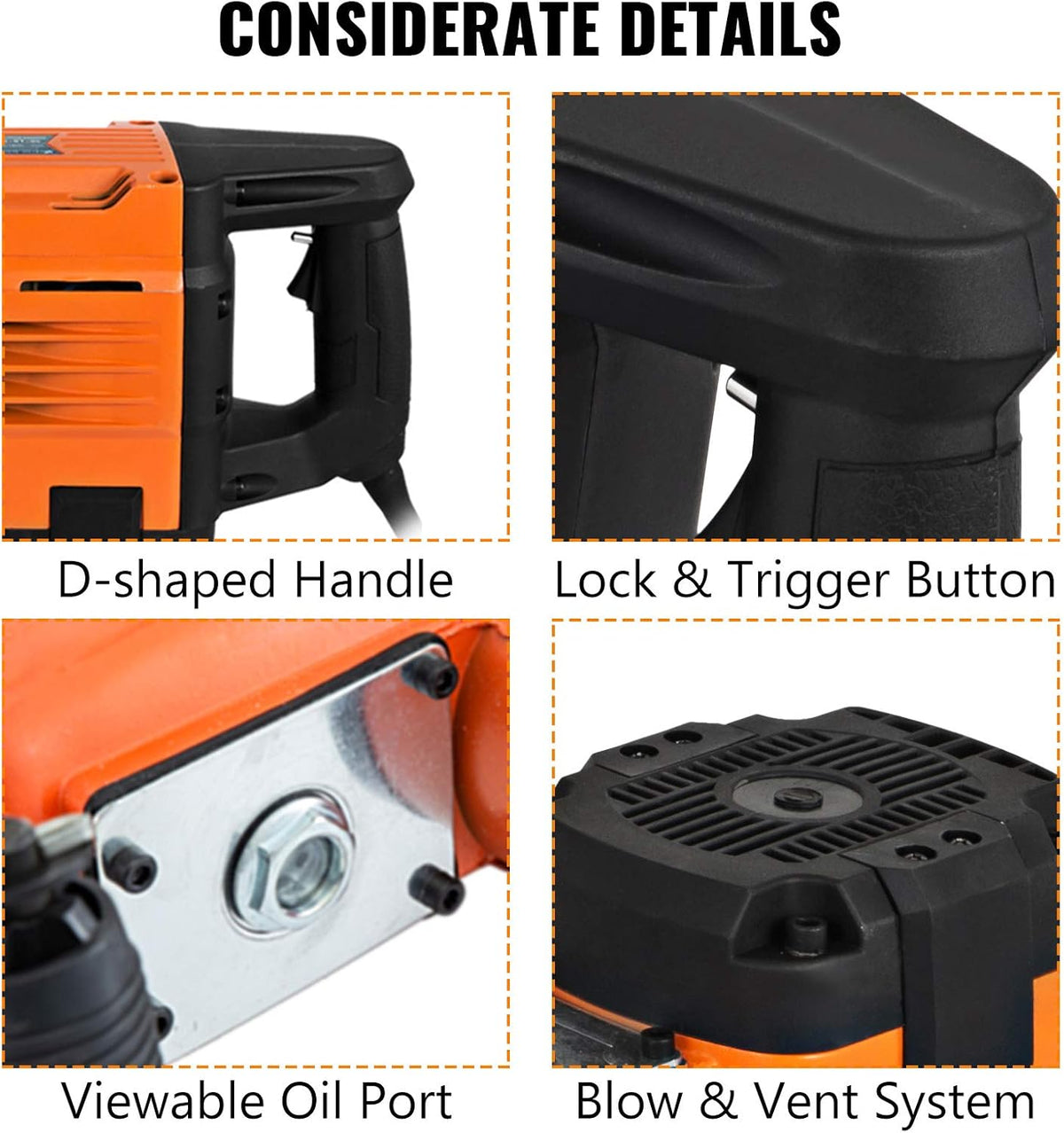 3500W Electric Demolition Hammer Concrete Breaker with Flat Chisel Bull Point Chisel U1772